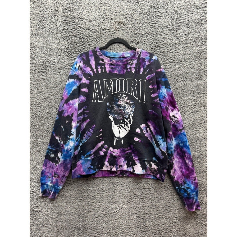 Amiri Crystal Ball Graphic Tie-Dye Crewneck Sweatshirt Purple Mens Size 38 UK/US